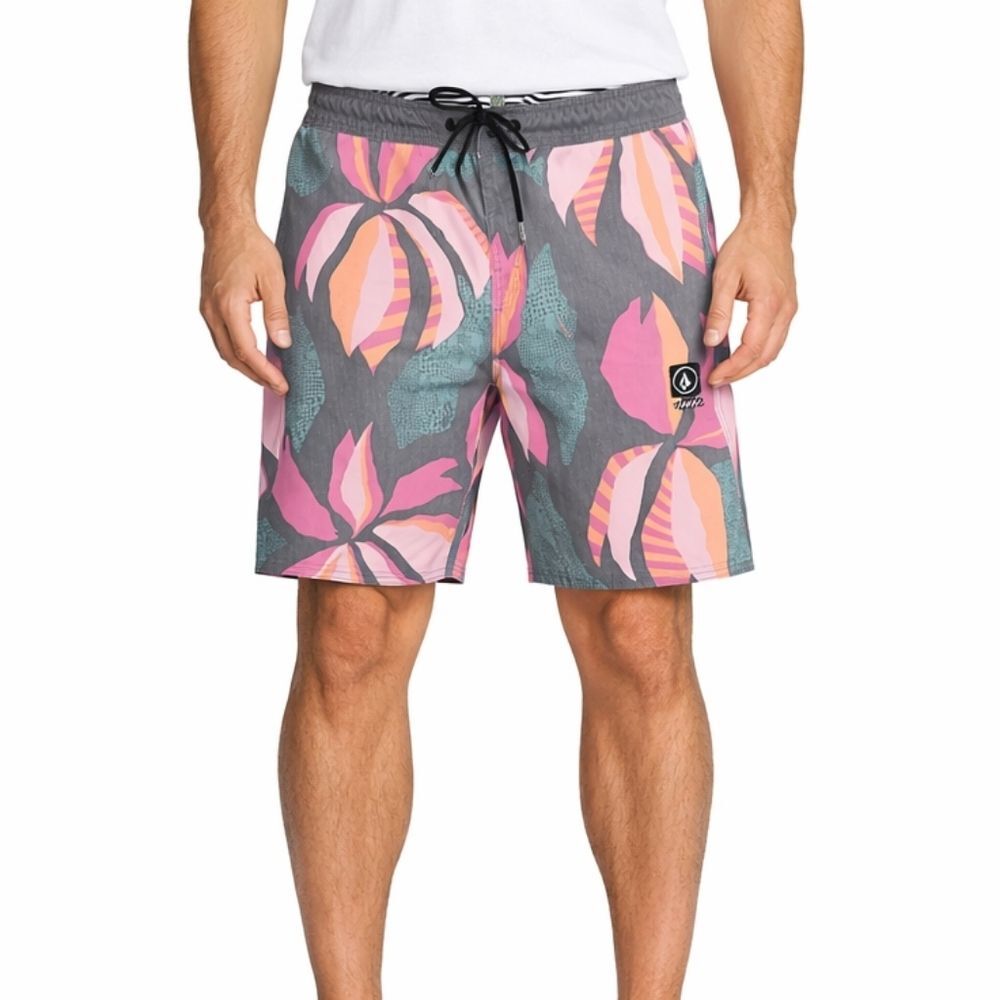 Volcom Mens Lo Fi Stoney Board Shorts Tropical Print Size 31 Swim Beach Surfer